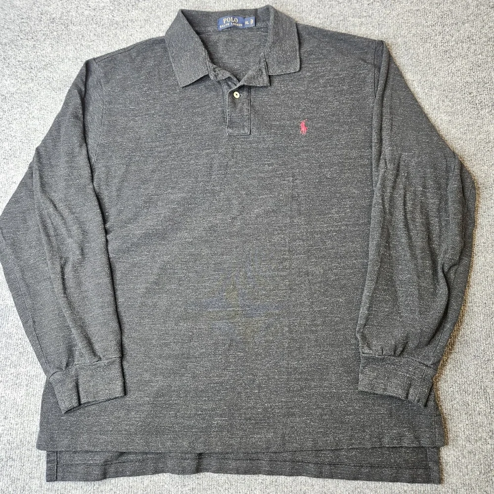 Polo Ralph Lauren Men's Longsleeve Polo Shirt Size XL Gray Preppy Classic‎